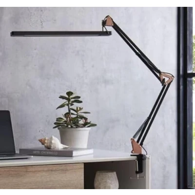 Imagen de SKYLEO Lampara Escritorio LED Flexo Potente con clip Protección ocular 5 modos de luz X 11 niveles brillo Oro Rosa Negro