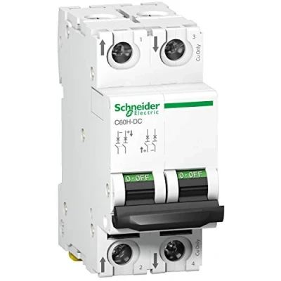 Imagen de Schneider Electric A9N61528 C60H Interruptor Automático Especial de CC, 500V, 2P, 10A, Curva C, Blanco