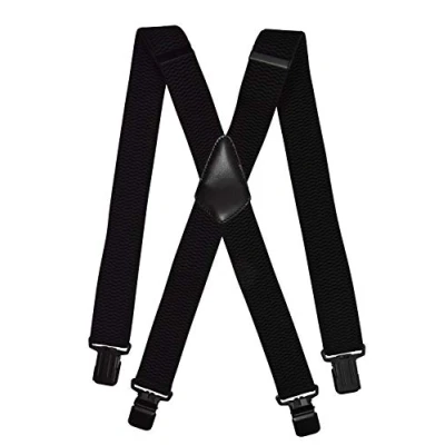 Imagen de Olata Tirantes Hombres. para pantalones con Bandas Extra Anchas. Diseño en Forma de X y Clips Negros 4 cm. Negro