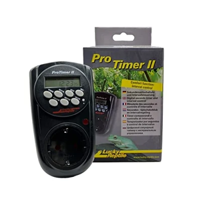 Imagen de Lucky Reptile Pro Timer II Temporizador de Segundos con Control intervalo Reloj conmutador Enchufe 8 programas configurables terrario Digital 3500W