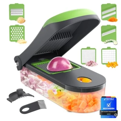 Imagen de Ibergrif M521 Cortador de Verdura Profesional, 6 en 1 Picadora Verduras Multifuncional, Vegetable Chopper 1200ml, Sin BPA, Apto para lavavajillas, Mandolina Cocina Frutas,