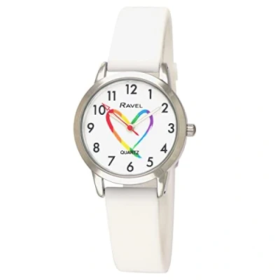Imagen de Ravel Reloj Unisex con Diseño de Arco Iris Correa Silicona (Caja 30 mm) Cuarzo Analógico R1812.4S Blanco/Esfera