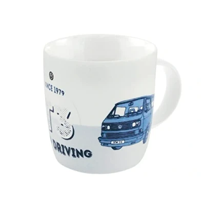 Imagen de BRISA VW Collection Volkswagen Furgoneta Bus T3 Camper Van Taza de Café Porcelana (New Bone China) en Caja regalo, Copa Té, Decoración la Mesa/Cocina/Camping/Souvenir (Keep Driving/Azul)