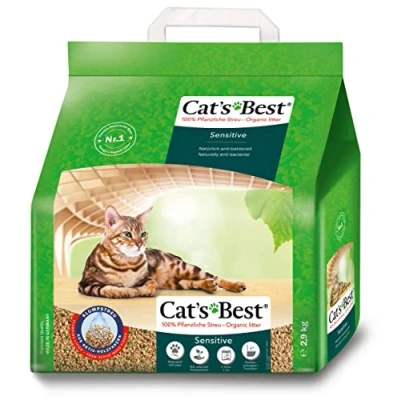 Imagen de Cat&#039;s Best Arena Aglomerante para Gatos de Hasta 8 Semanas Green Power Sensitive (2,9 kg). Tierra Uso con Perlas Naturales Anti Bacterias. Biodegradable Fibra Vegetal Ecológica.