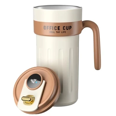 Imagen de Homealexa Smart Coffee Tazas de viaje 650 ml, taza café acero inoxidable con aislamiento al vacío, 304, indicador temperatura pantalla táctil LED, botella sellado
