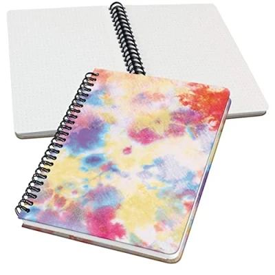 Imagen de Sigel JN608 Cuaderno de notas espirales básica, 16.2 x 21.5 cm, punteado, tapa dura, motivo batik, amarillo/naranja/rosa/azul, Jolie