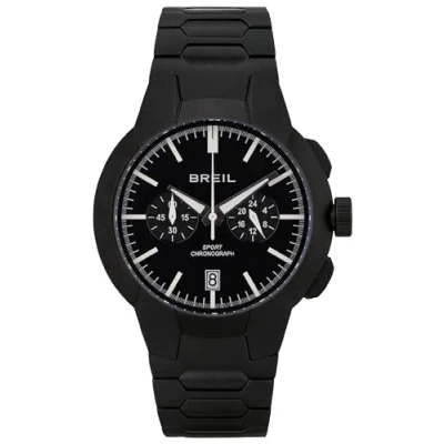Imagen de BREIL Reloj para Hombre New One Sport Collection TW1870 de Pulsera Chrono Gent con Esfera analógica Negra, manecillas Luminosas y Calendario Movimiento VK64 6H Cuarzo