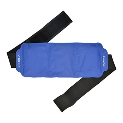 Imagen de kwmobile Compresa de gel frío y caliente Almohadilla ajustable reutilizable Cinturón para calentar en microondas enfriar congelador Negro