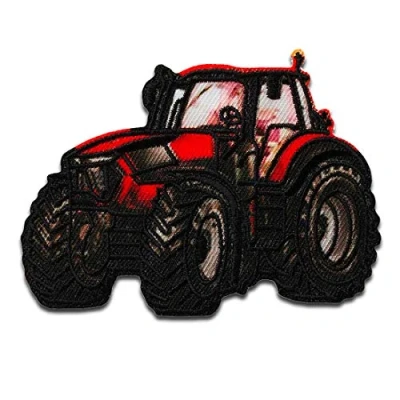 Imagen de Tractor Parches Termoadhesivos Bordados Aplique Para Ropa, Tamaño: 8,1 x 5,8 cm