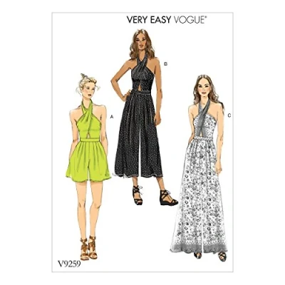 Imagen de Vogue Patterns 9259 A5, patrón para Romper y Mono, Tallas 6 14, Multicolor