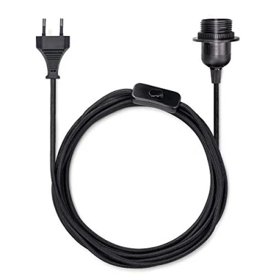 Imagen de kwmobile Portalámparas E27 con interruptor Casquillo cable de 3.5 M Portalámpara enchufe Base lámpara adaptador para bombilla