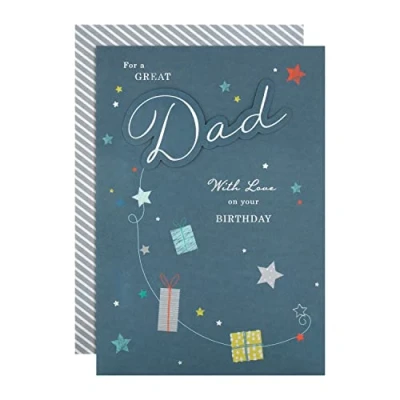Imagen de Hallmark Tarjeta de cumpleaños para papá, diseño texto 3D