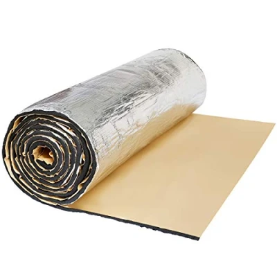 Imagen de sourcingmap 60x100cm Aislante Térmico Lámina Insonorizante Aluminio Forro Papel Adhesivo 10mm Espesor Espuma Acústico Insonorización Coche