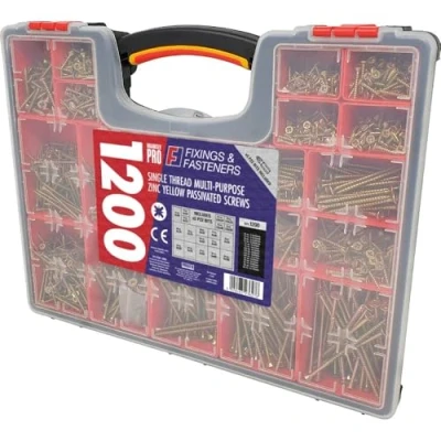 Imagen de Forgefix Organizer Pro Tornillos pasivados de zinc (una sola rosca, multiusos, color amarillo), negro