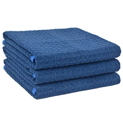 Imagen de VIVOTE Paquete de 3 Toallas Secado Microfibra, Toalla Waffle, Limpieza, té Super absorbentes 40 cm X 56 Azul Marino