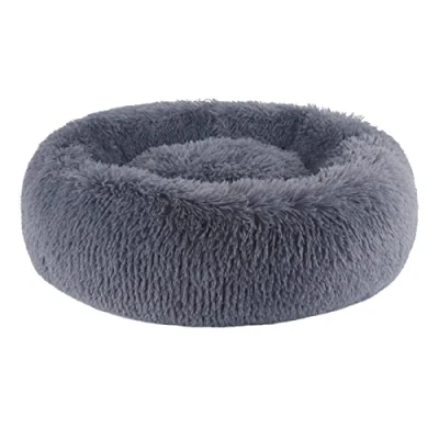 Imagen de BVAGSS Cama de Felpa Deluxe Plush Redonda Pelo Nido Donut para Mascotas Gatos y Perros XH034 (Diameter:80cm, Dark Grey)