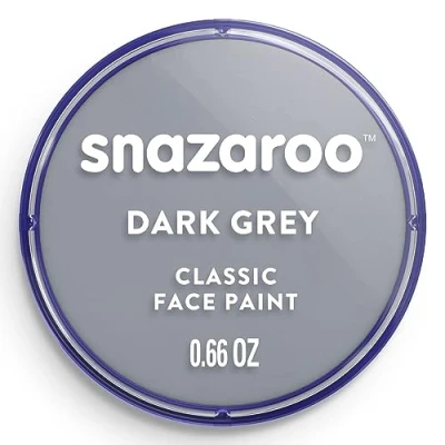 Imagen de Snazaroo Pintura facial y corporal, 18 ml, color gris oscuro, profesional a base de agua, pastilla aquacolor individual para adultos, niños efectos especiales