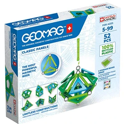 Imagen de Geomag Paneles Clásicos de 52 Piezas Bloques Construcción Magnéticos para Niños Green Line Juguetes Educativos Plástico 100% Reciclado