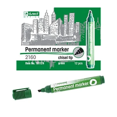 Imagen de D.RECT Rotulador permanente 2160 CT Resistente al agua y secado rápido Para muchas superficies Tinta segura Verde 12 unidades