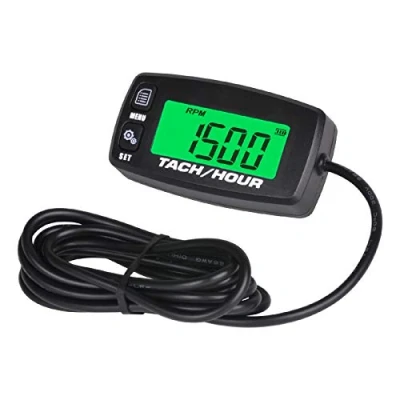 Imagen de Runleader Tacómetro digital de horas,recordatorio mantenimiento con retroiluminación para tractor césped,compresor,compresor,soplador hojas,motos nieve,motosierra(032A)