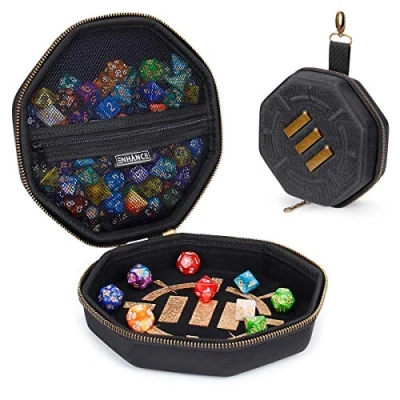 Imagen de ENHANCE Caja de Dados para Juegos Mesa y Bandeja Rodante Contenedor Almacenamiento hasta 150 RPG Diseño Protector Resistente con Interior Suave