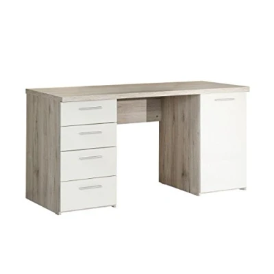 Imagen de FORTE Beach Escritorio con 1 puerta y 4 cajones, derivado de madera, roble arena blanco, 60 x 145 76,3 cm