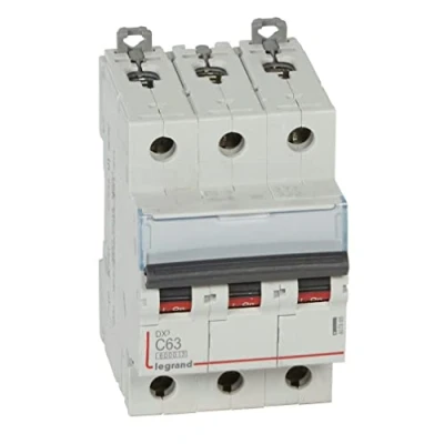 Imagen de Legrand 407865E, Interruptor Automático Magneto Térmico, 3P, 63A, Curva C, 10 kA, 3 módulo, DX3