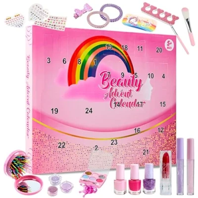 Imagen de KreativeKraft Calendario de Adviento Maquillaje Niñas 2024 con Esmalte y Pegatinas para Uñas (Belleza)