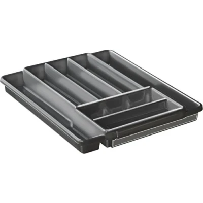 Imagen de Rotho Domino Cubertero con 7 compartimentos, Plástico (PP) sin BPA, antracita, (39.7 x 34.1 5.1 cm)