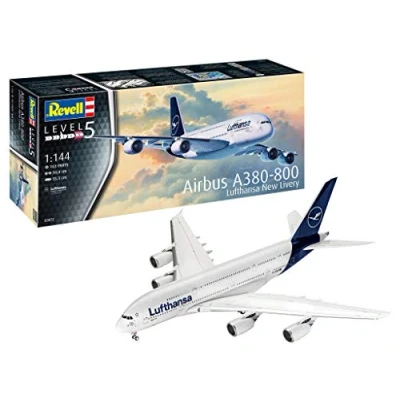 Imagen de Revell Airbus A380 800 Lufthansa New Li, Escala 1:144 Other License Kit de Modelos plástico, Multicolor, 1/144 03872 3872
