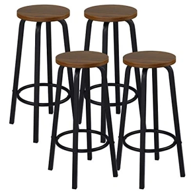 Imagen de WOLTU 4X Taburete de Bar Muebles Cocina Silla Comedor Alto para Salon Estructura Metal, Asiento MDF Marrón Oscuro BH237dc 4