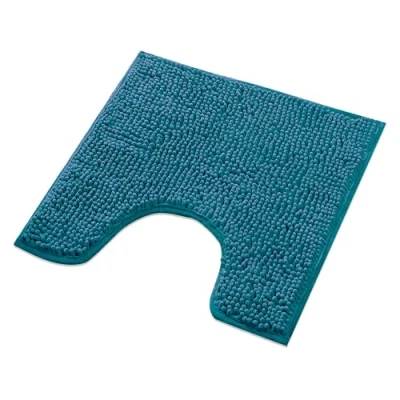 Imagen de WohnDirect Alfombra baño Petrolo 45x45cm con Recorte para el Inodoro Alfombrilla Antideslizante Y Lavable Cómoda Súper Absorbente