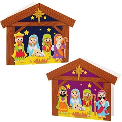 Imagen de Baker Ross AX567 Kits Escenas De Navidad Para Niños Paquete 6, Manualidades Y Decoraciones Navideñas