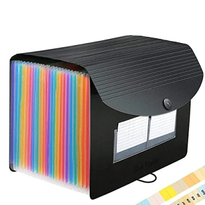 Imagen de Carpeta organizadora de 24 bolsillos acordeón, caja archivo expandible, tamaño carta A4, carpetas expandibles, plástico para documentos organizador billetes recibos