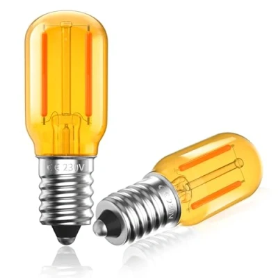 Imagen de Cucogo Bombilla LED E14 1W Luz Calida 2000K,Vintage Lampara de Sal,Mini SES T22 Nevera Ámbar Decorativa,10W Equivalente,No Regulable