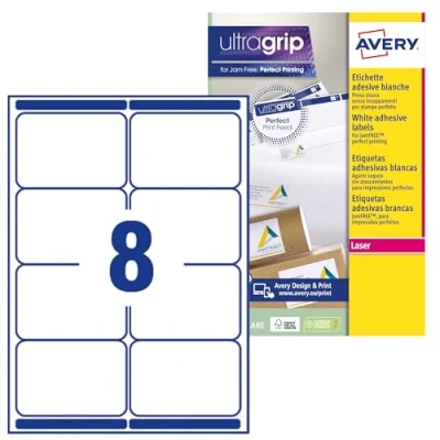Imagen de Avery España L7165 100 etiquetas adhesivas blancas ideales para envios paquetes, imprimibles, medida 99,1x67,7 mm, Caja de 800