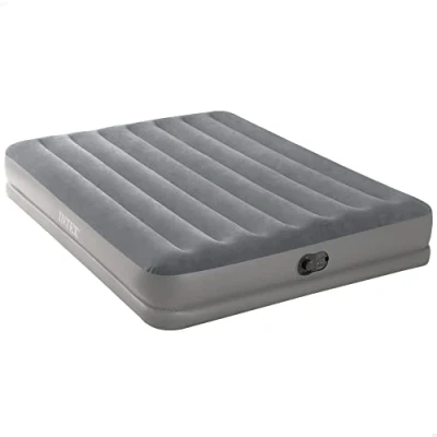 Imagen de Intex 64114 Colchón Hinchable Dura Beam Standard, Medidas 152x203x30, Capacidad 2 Personas, autoinflable con Bomba de inflado incorporada, Tecnología Fiber Tech, Gris