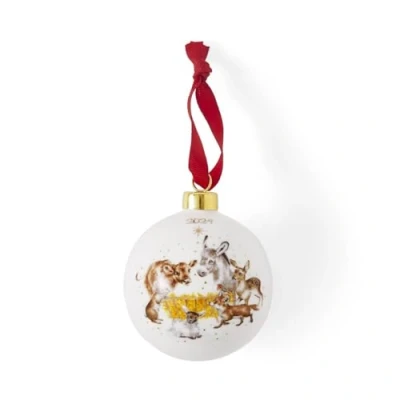 Imagen de Royal Worcester Bola de cerámica anual Wrendale Designs Away in a Manger, edición limitada 2024