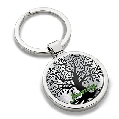 Imagen de Biomar Labs® Llavero con Caja de Regalo Metal en 3D Accesorio para Hombres y Mujeres Joya Diseño del Arbol la Vida Familia Color Plata KK 194
