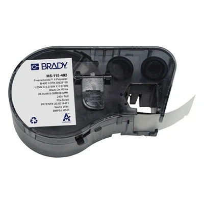 Imagen de Brady Etiquetas de poliéster freezerbondz™ para impresoras BMP51/BMP53/M511 240 adhesivas Negro sobre blanco (25,40 mm (an) x 9,53 (al) (∅)) M5 118 492