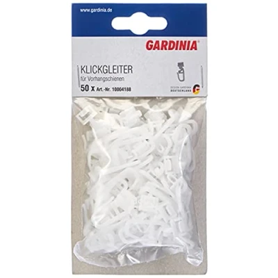 Imagen de Gardinia Deslizadores de clic con gancho pliegue, 50 piezas, Para rieles cortina GE y P2Ü, Plástico, Blanco