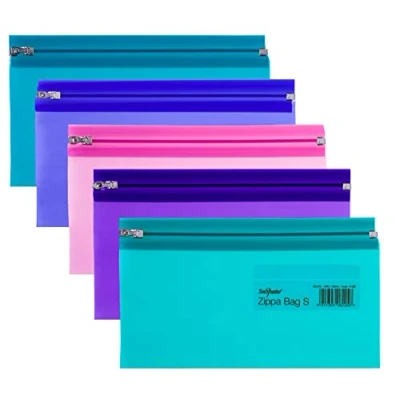 Imagen de Snopake Zippa Bag &#039;S&#039; Bolsa con cierre por cursor (5 unidades, DL, 240 x 130 mm), diseño transparente, multicolor