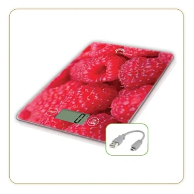 Imagen de LITTLE BALANCE 8546 Slim Framboises USB R, Báscula de cocina sin batería, Recargable USB, Reparable, 5 kg, Frambuesa