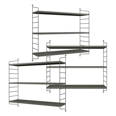 Imagen de Juego de 3 estanterías pared strängnäs acero [en.casa] 60