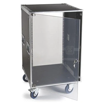 Imagen de Rack De Sonido 19&quot;&quot; Con Puerta Transparente Y Cerradura Llave, En Madera Contrachapada, Tapa Superior Cierre Hermético