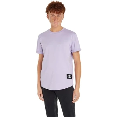 Imagen de Calvin Klein Jeans Badge TURN UP Sleeve Camiseta básica, Hombre, Talla: XS, Pastel lilac