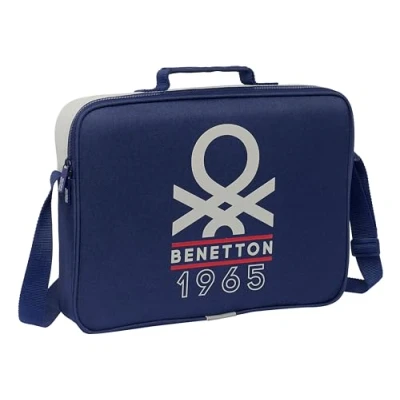 Imagen de Safta M385, Benetton Varsity Cartera Extraescolares, Maletín Portatodo, Bandolera, Cómoda y Versátil, Calidad Resistencia, 38x6x28 cm, Color Azul Marino/Gris Unisex niños, Estándar