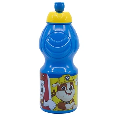 Imagen de Botella de agua plástico infantil con cierre anti goteo 400 ml La Patrulla Canina