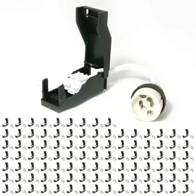 Imagen de 100 casquillos GU10 de cerámica automáticos 230 V clase 2 con cables aislados para lámparas y bombillas LED