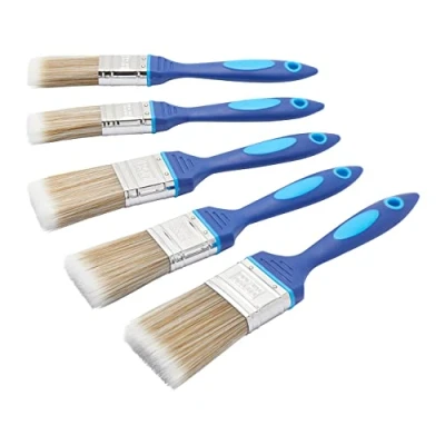 Imagen de Fit for the Job Juego de Pinceles Pintura DIY 5 Piezas para un Acabado Suave con Pinturas en emulsión, Brillantes y satinadas Cont. 2 cepillos 1&quot;, 1,5&quot;, 1 2&quot;